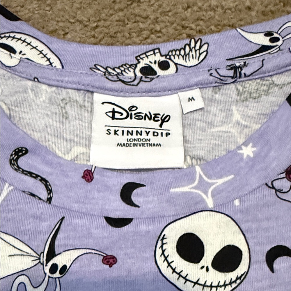 New Disney Nightmare Before Christmas Purple Graphic Women's 2 Piece Pajama Set - Picture 4 of 7